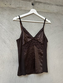 BROWN SATIN&amp;LACE TOP
