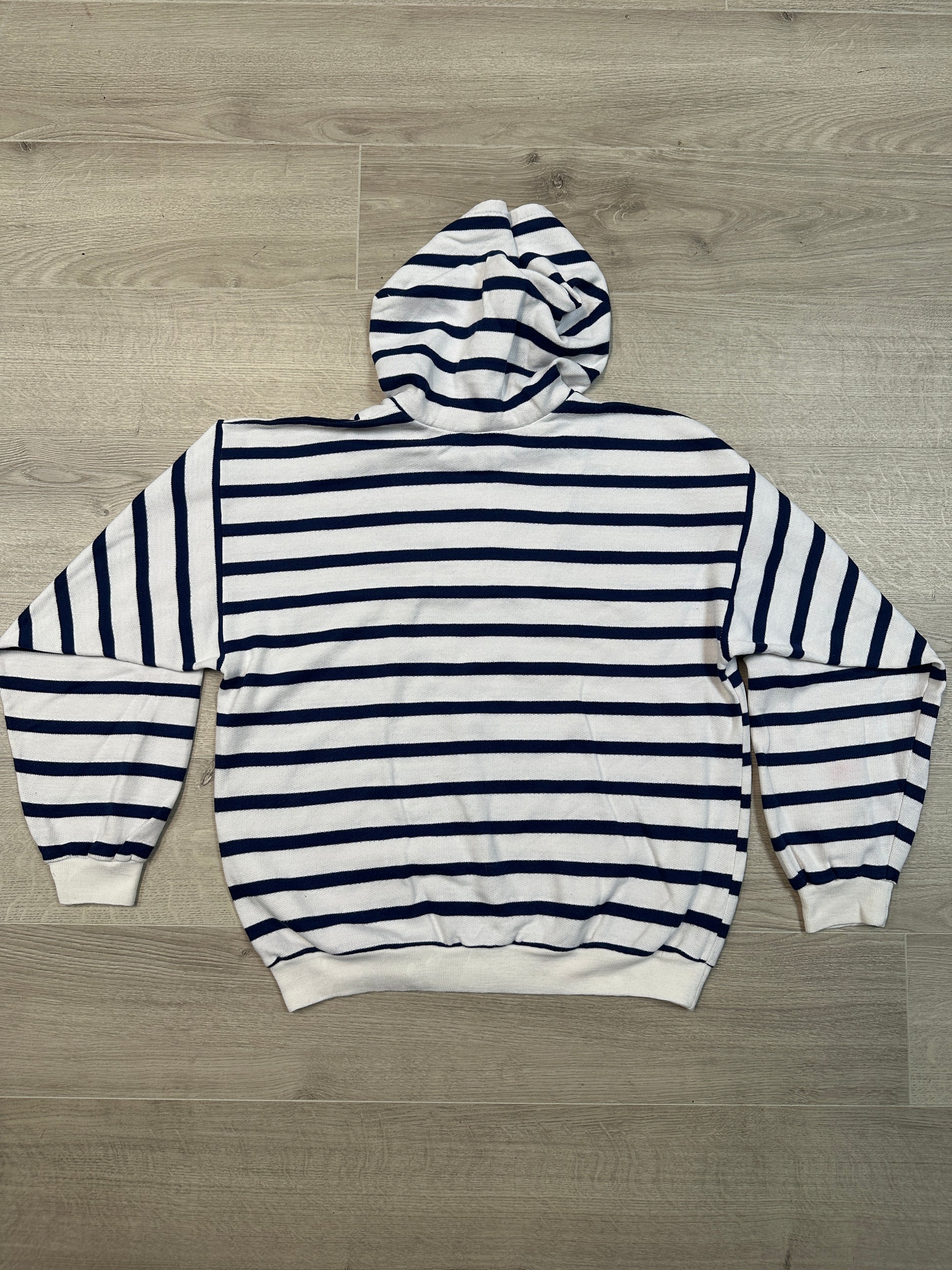 BLUE &amp; WHITE STRIPED HOODIE
