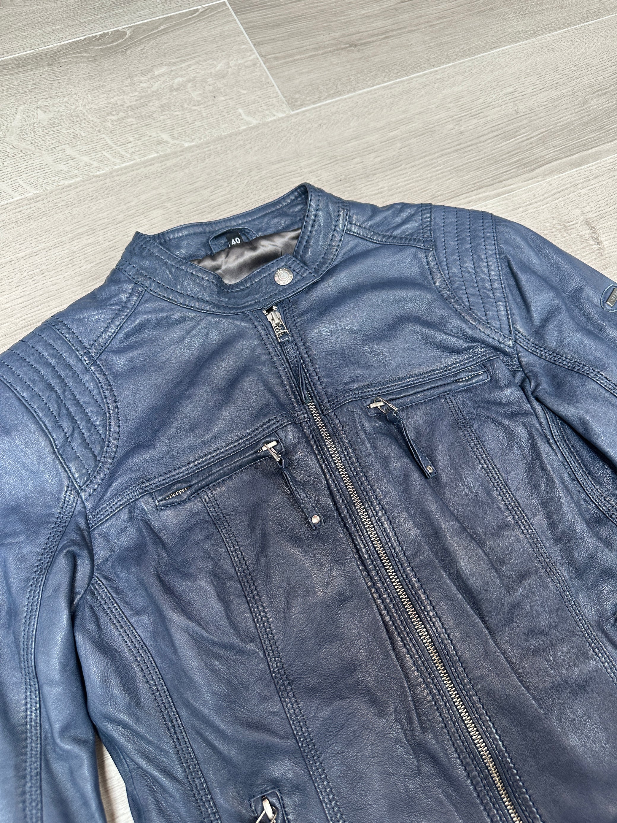BLUE LEATHER JACKET
