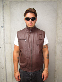 BROWN LEATHER VEST