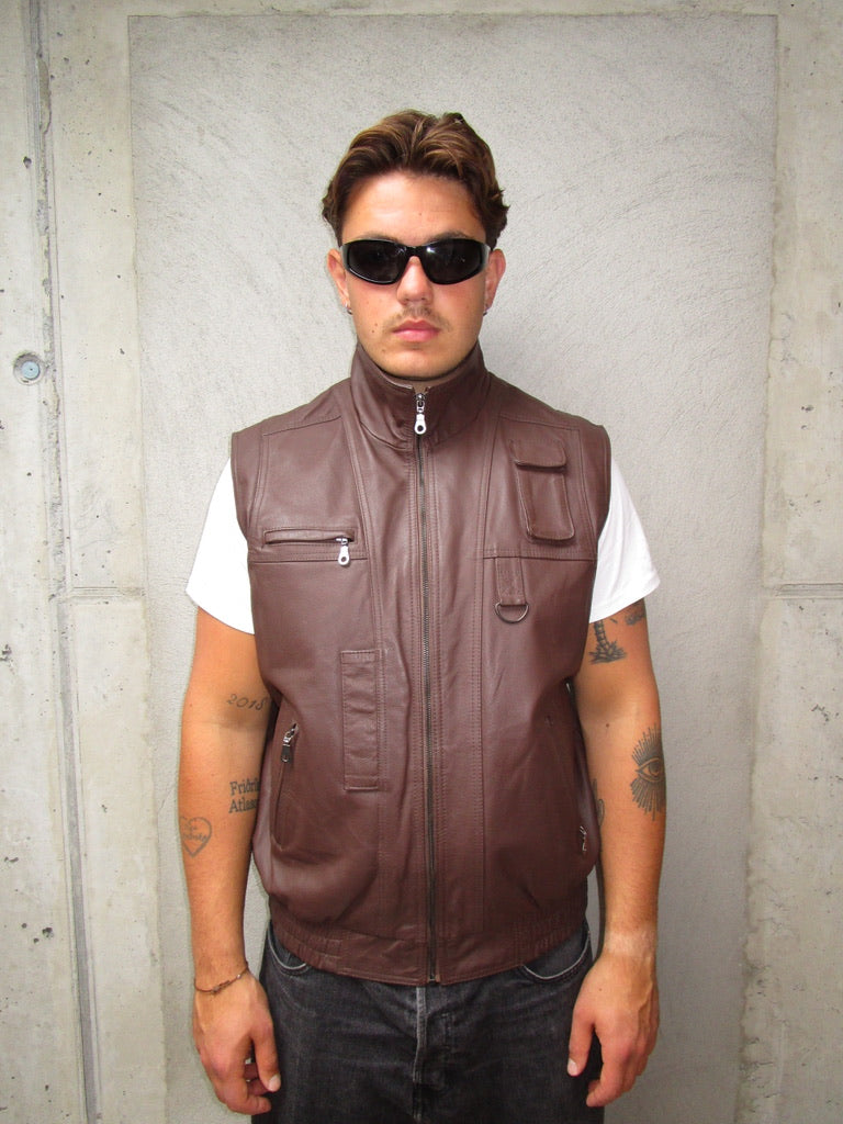 BROWN LEATHER VEST