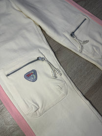 WHITE SWEATPANTS WITH PINK TRIM
