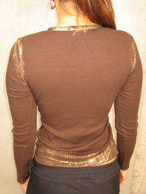 BROWN LONG SLEEVE WITH GOLD DETAIL