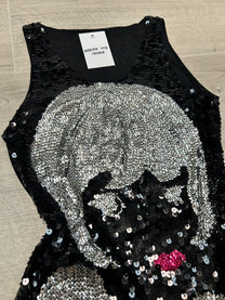 BLACK SEQUIN GRAPHIC TOP