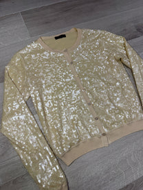 CREAM SEQUIN CARDIGAN