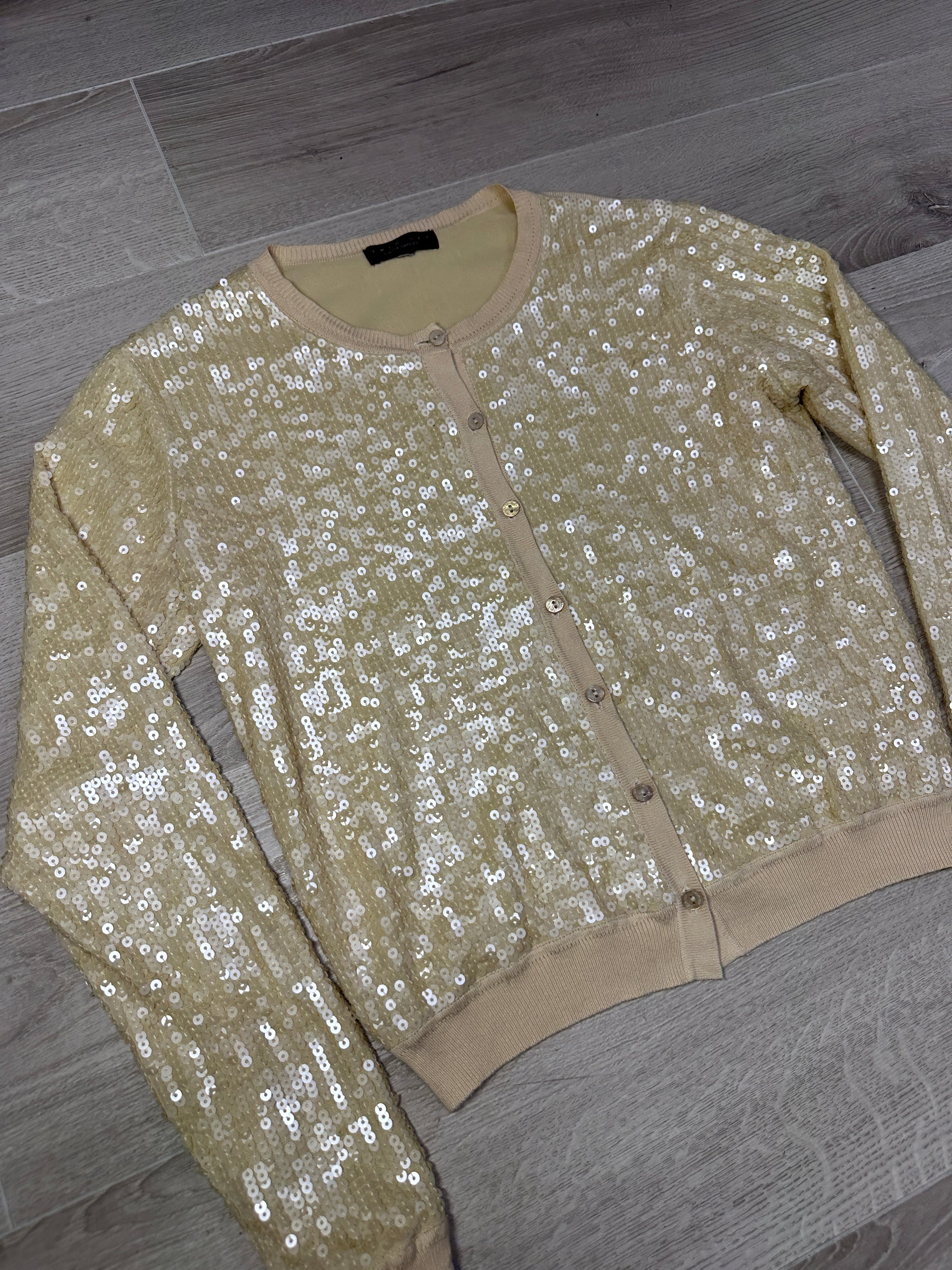 CREAM SEQUIN CARDIGAN