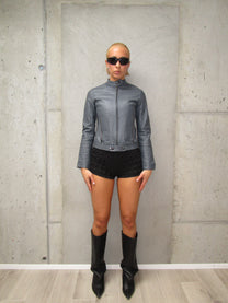 Gray leather jacket