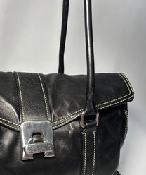 PRADA LEATHER FLAP SHOULDER BAG