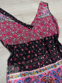 PINK FLOWER MESH TOP
