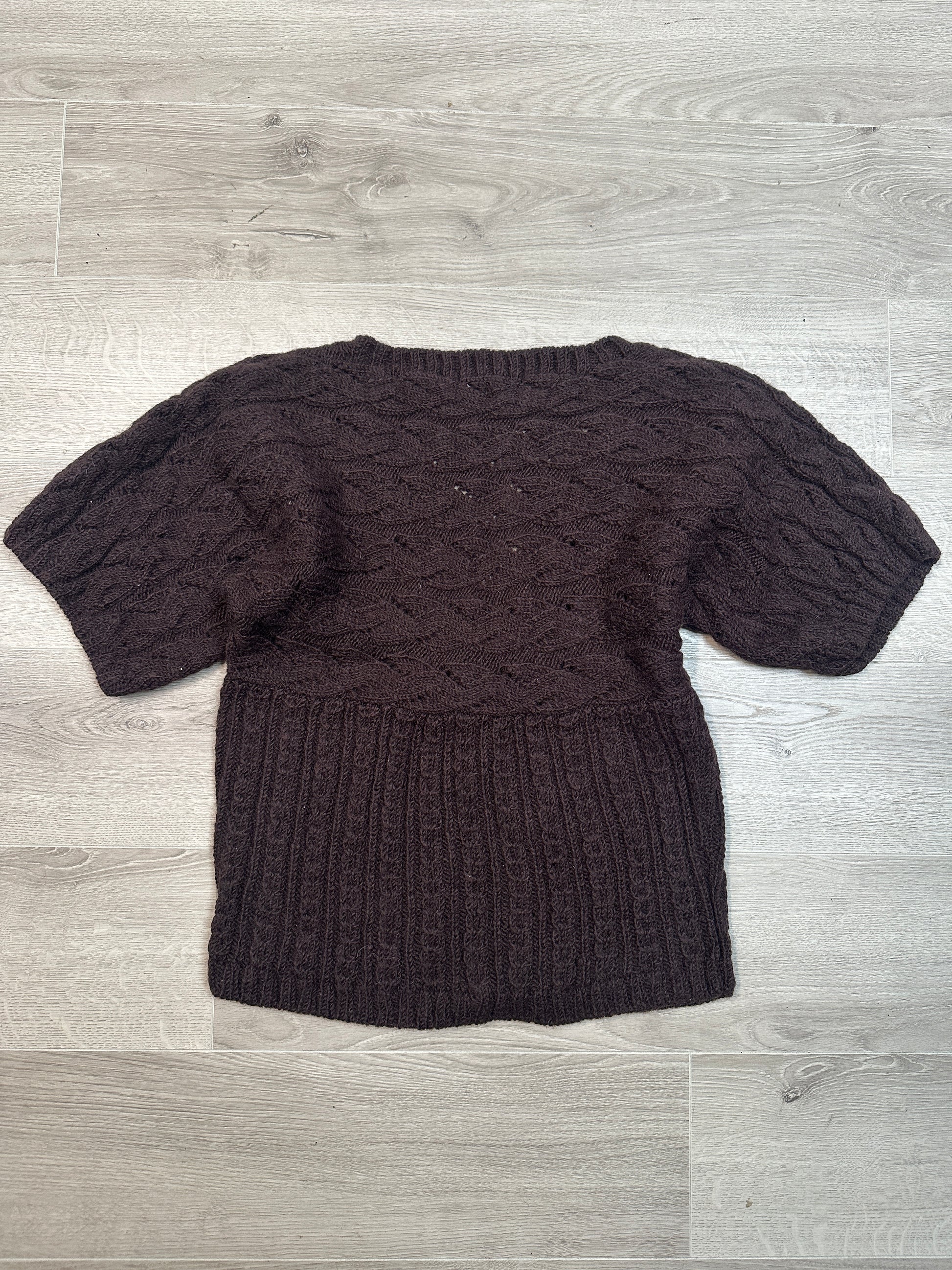 BROWN KNITTED T-SHIRT CARDIGAN