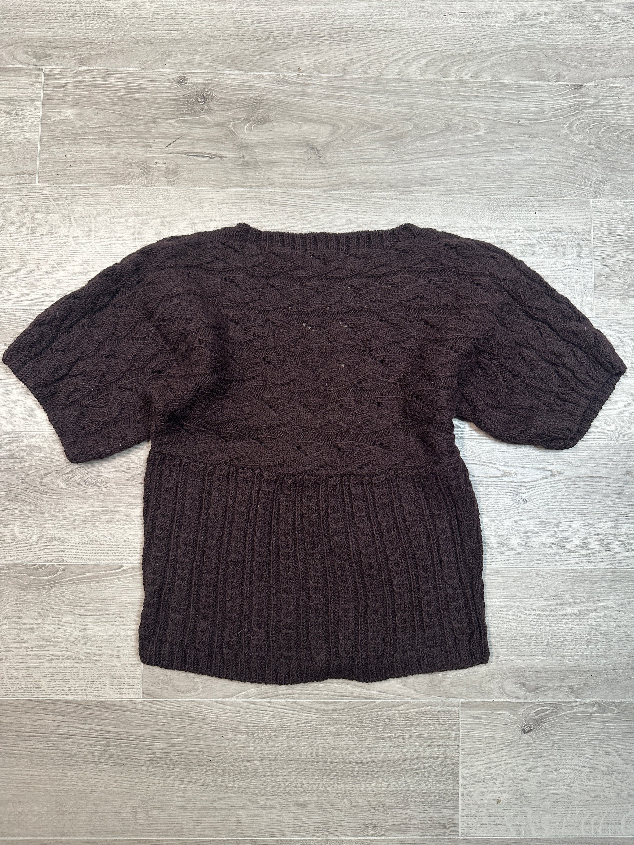 BROWN KNITTED T-SHIRT CARDIGAN