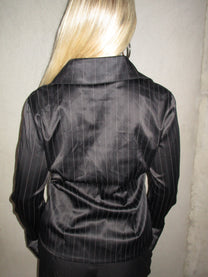 BLACK SATIN STRIPED SHIRT