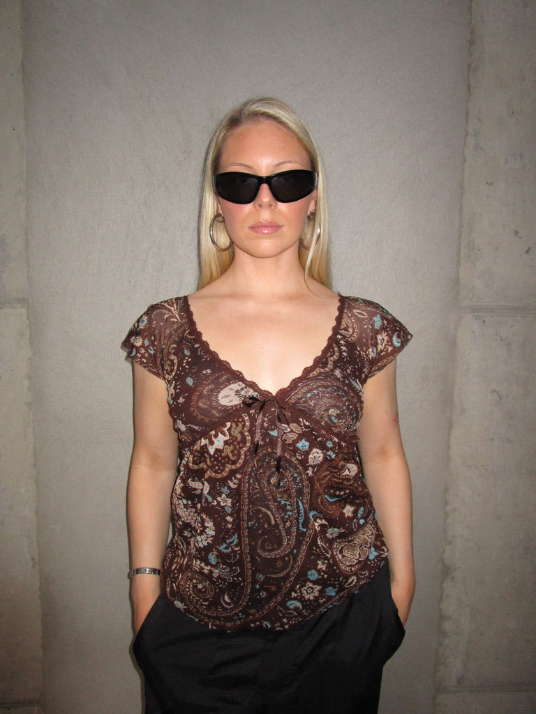 BROWN FLOWER SHIRT
