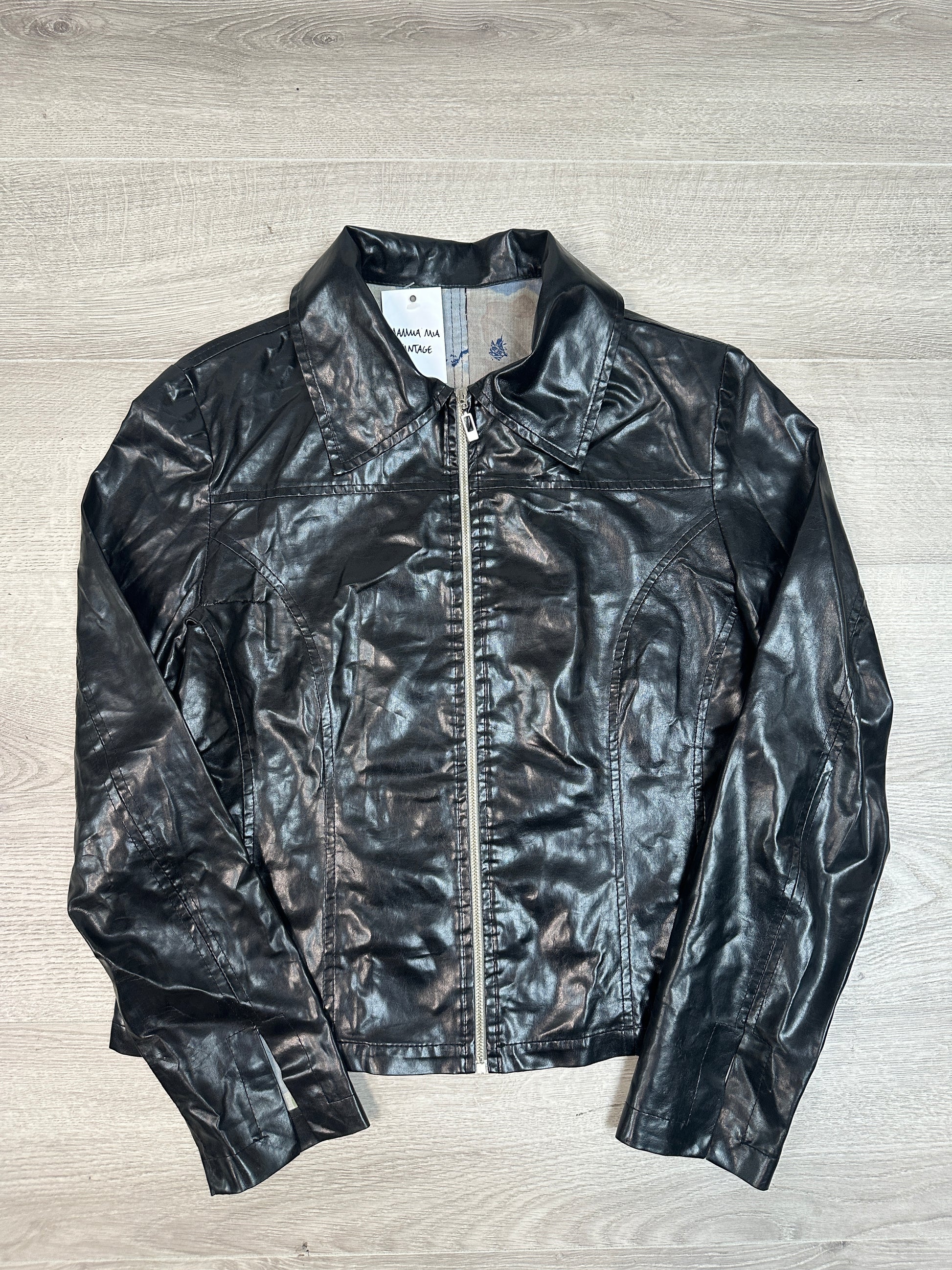 BLACK FAUX LEATHER JACKET