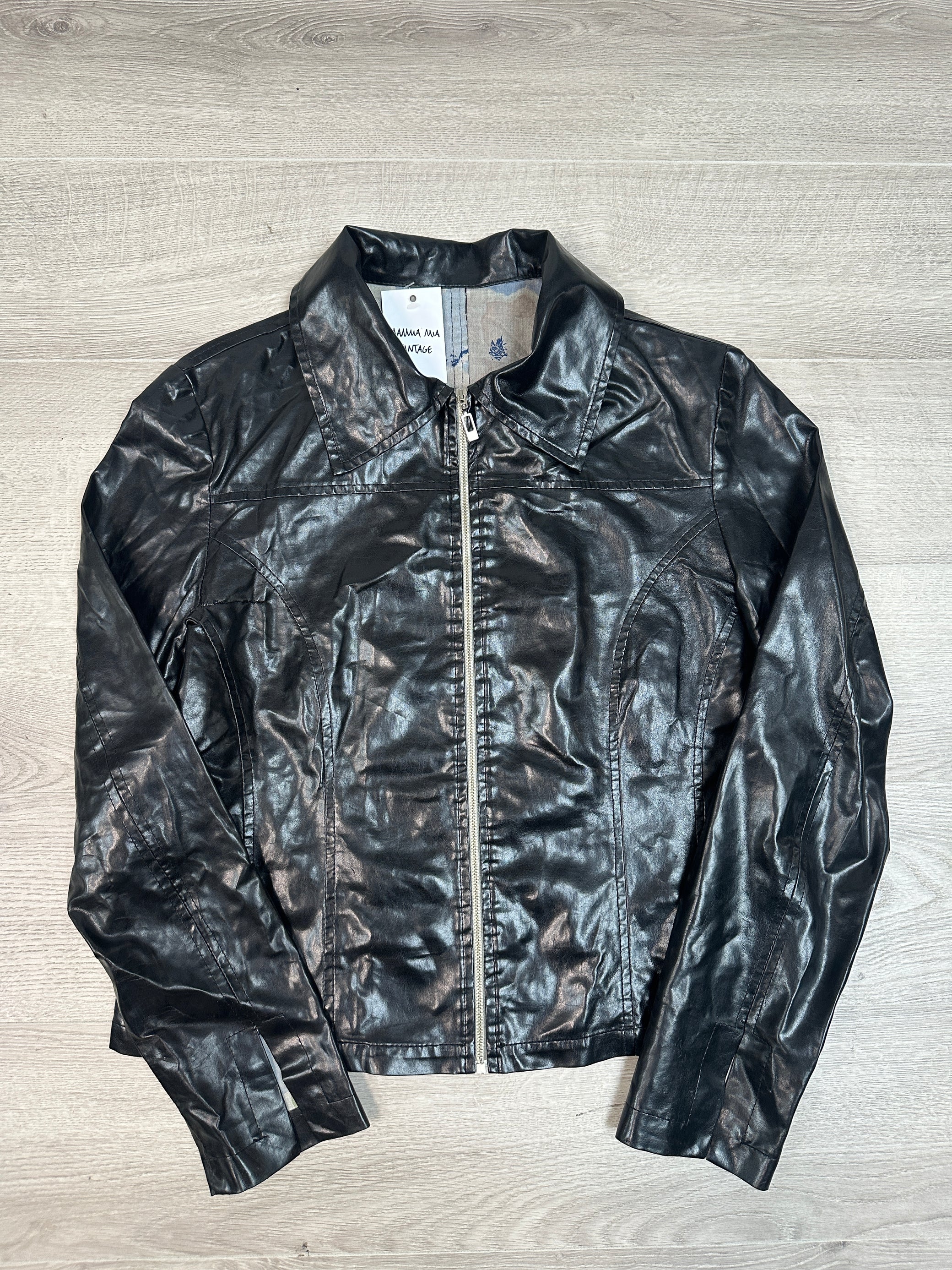 BLACK FAUX LEATHER JACKET