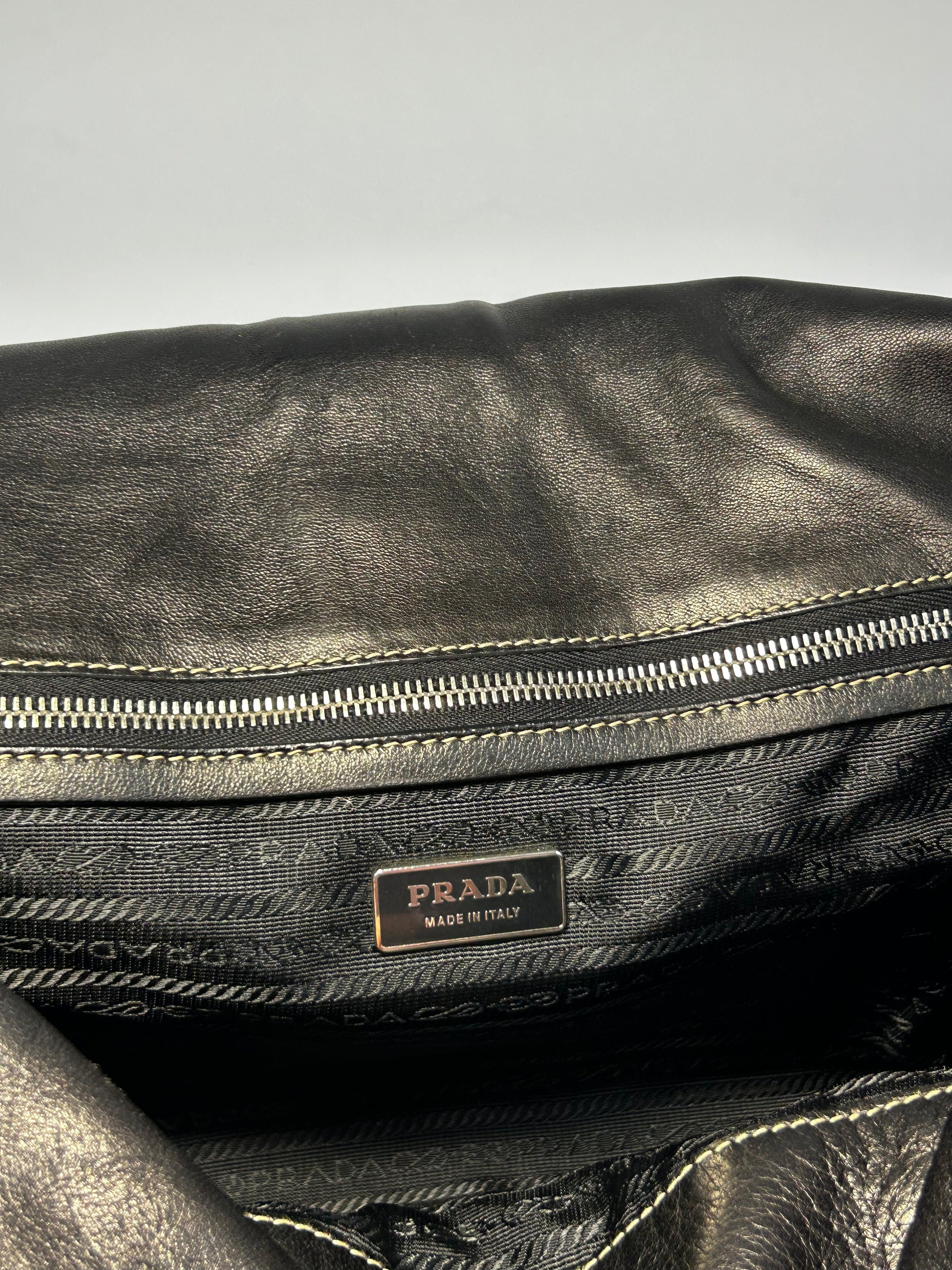 PRADA LEATHER FLAP SHOULDER BAG