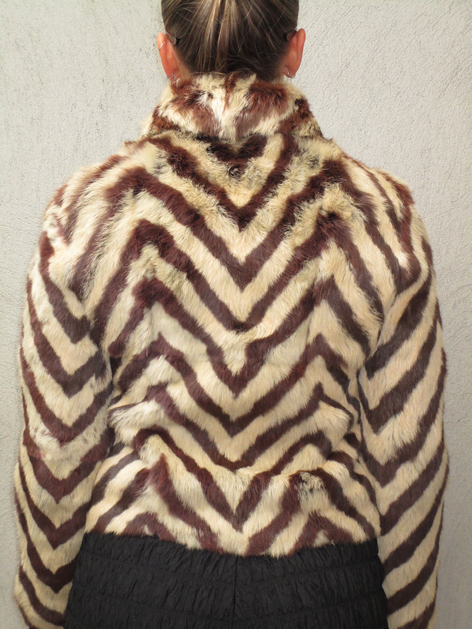 STRIPED RABBIT FUR JACKET