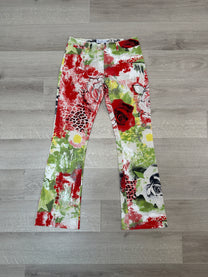 RED &amp; GREEN PRINTED JEANS