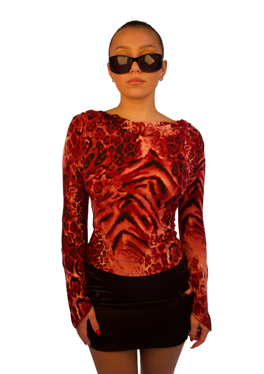 RED LEOPARD PRINT LONGSLEVE