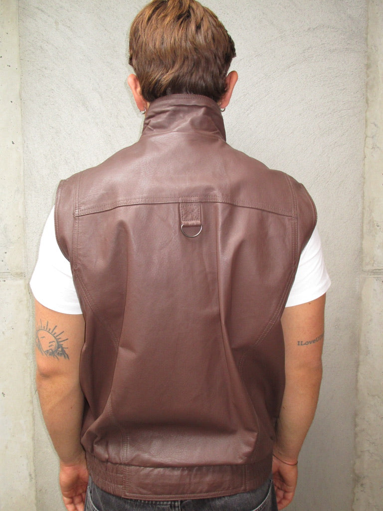 BROWN LEATHER VEST