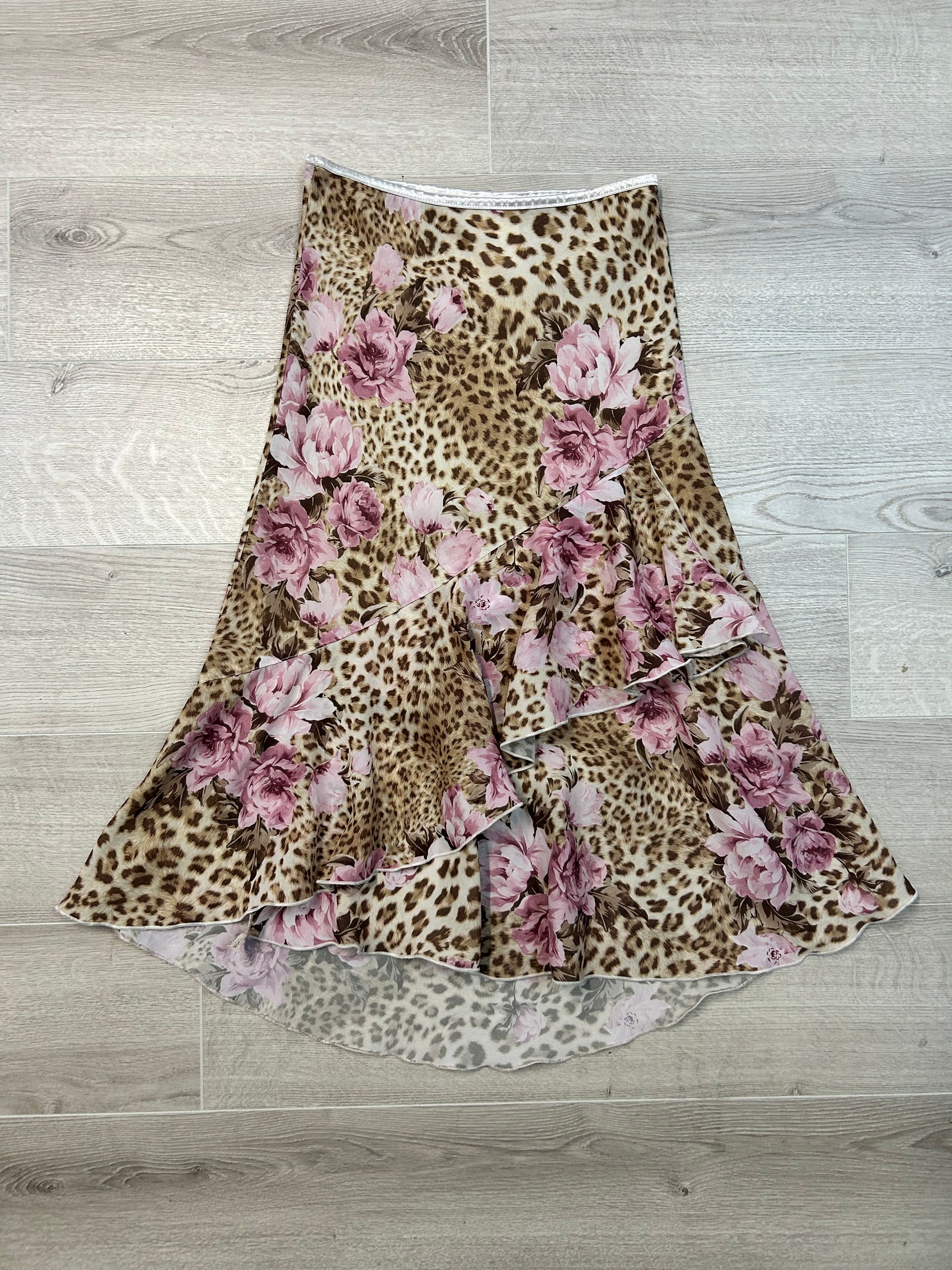 LEOPARD &amp; FLOWER SKIRT