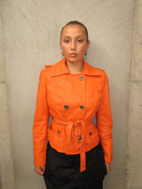 ORANGE LEATHER JACKET