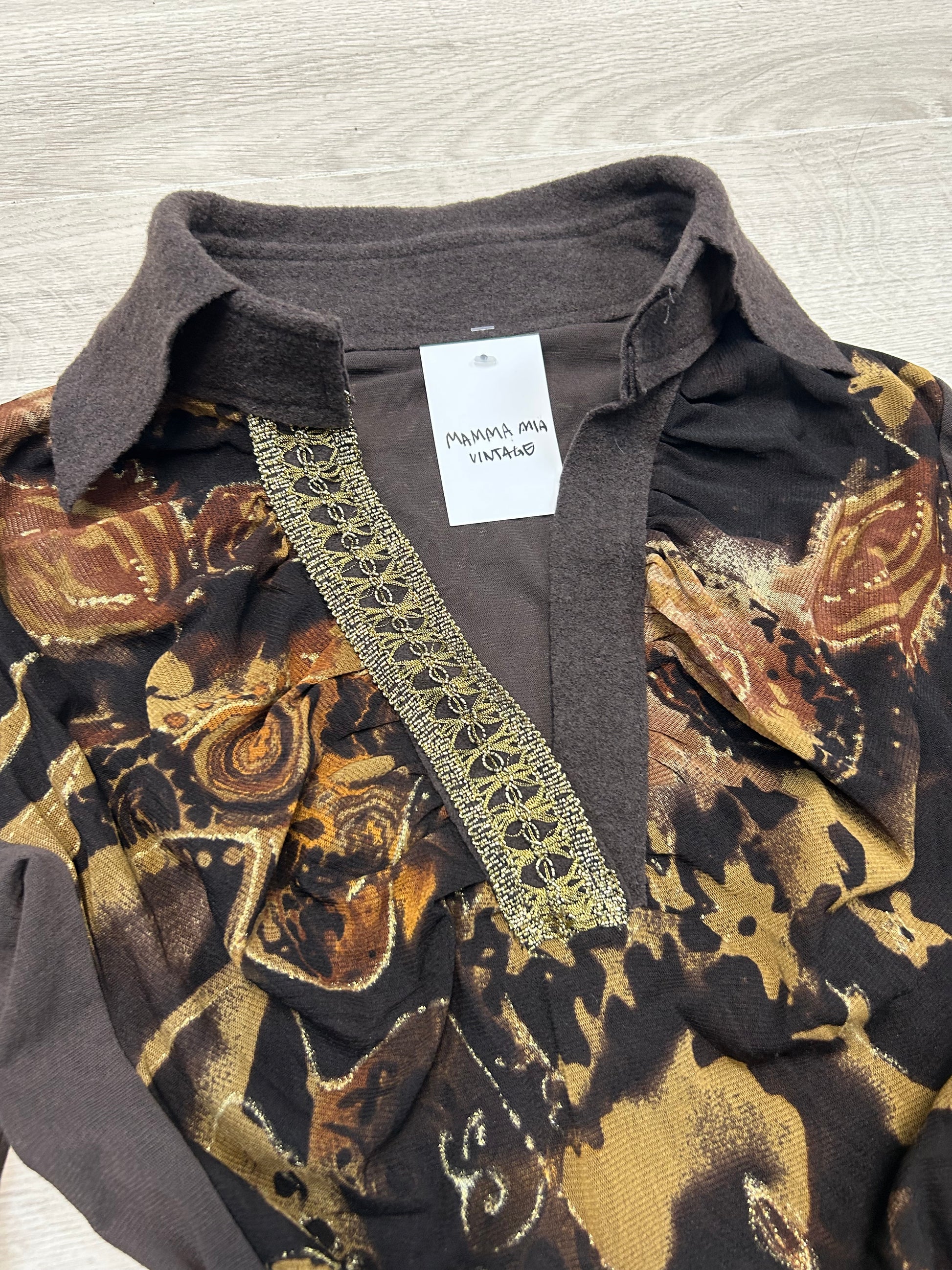 BROWN LONGSLEEVE MESH TOP