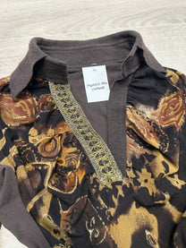BROWN LONGSLEEVE MESH TOP