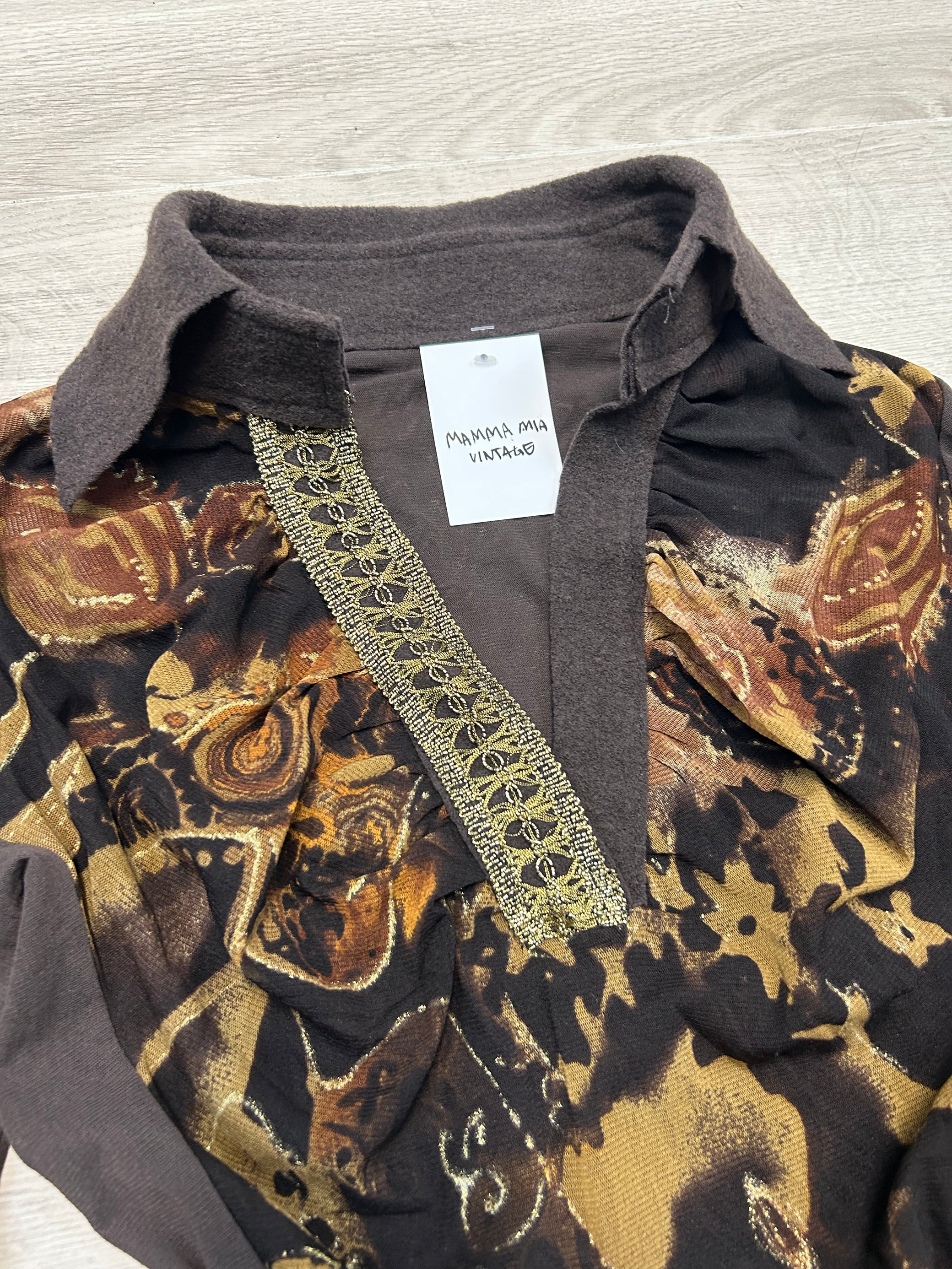 BROWN LONGSLEEVE MESH TOP