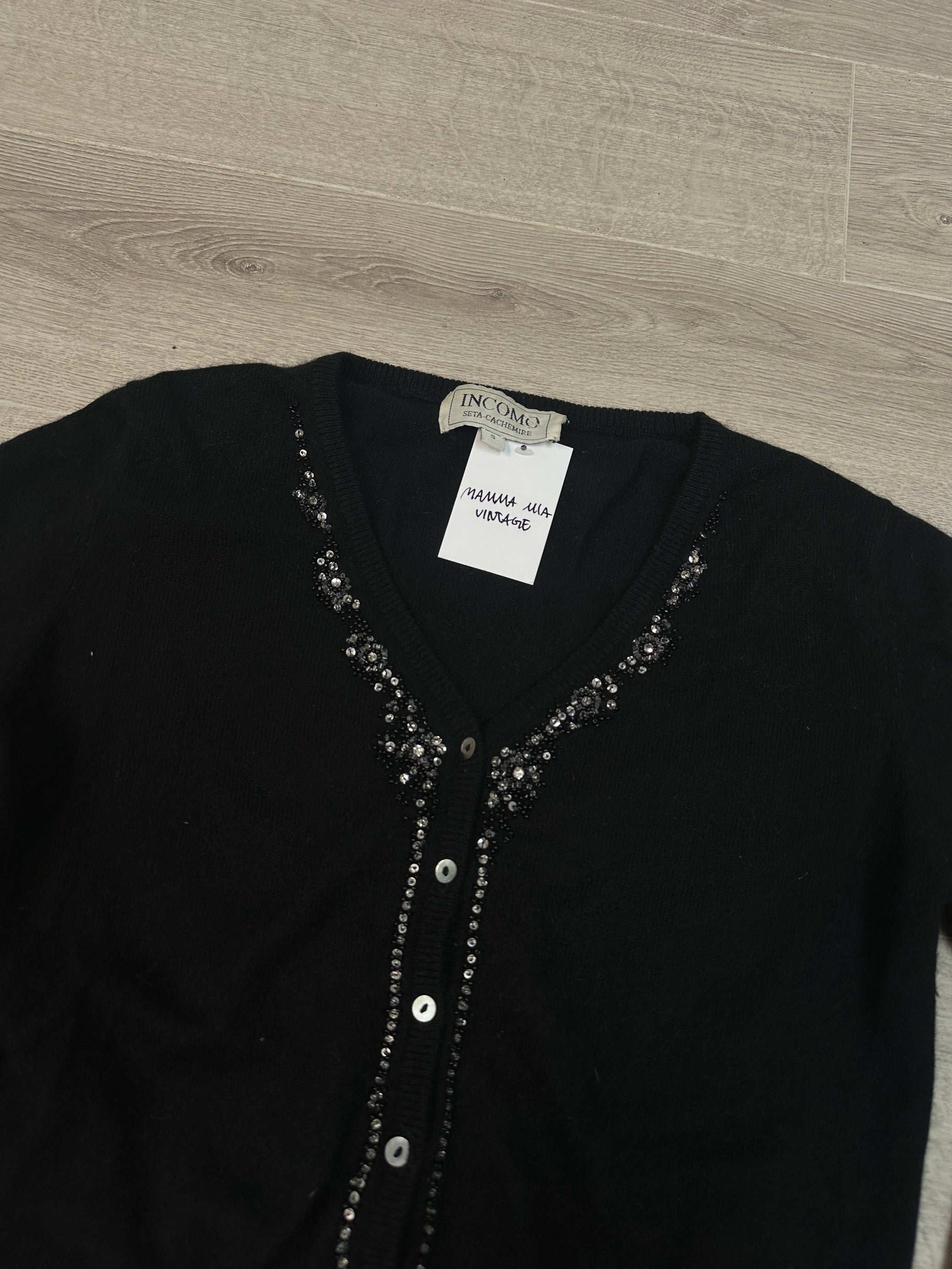 BLACK CARDIGAN WITH BEADS