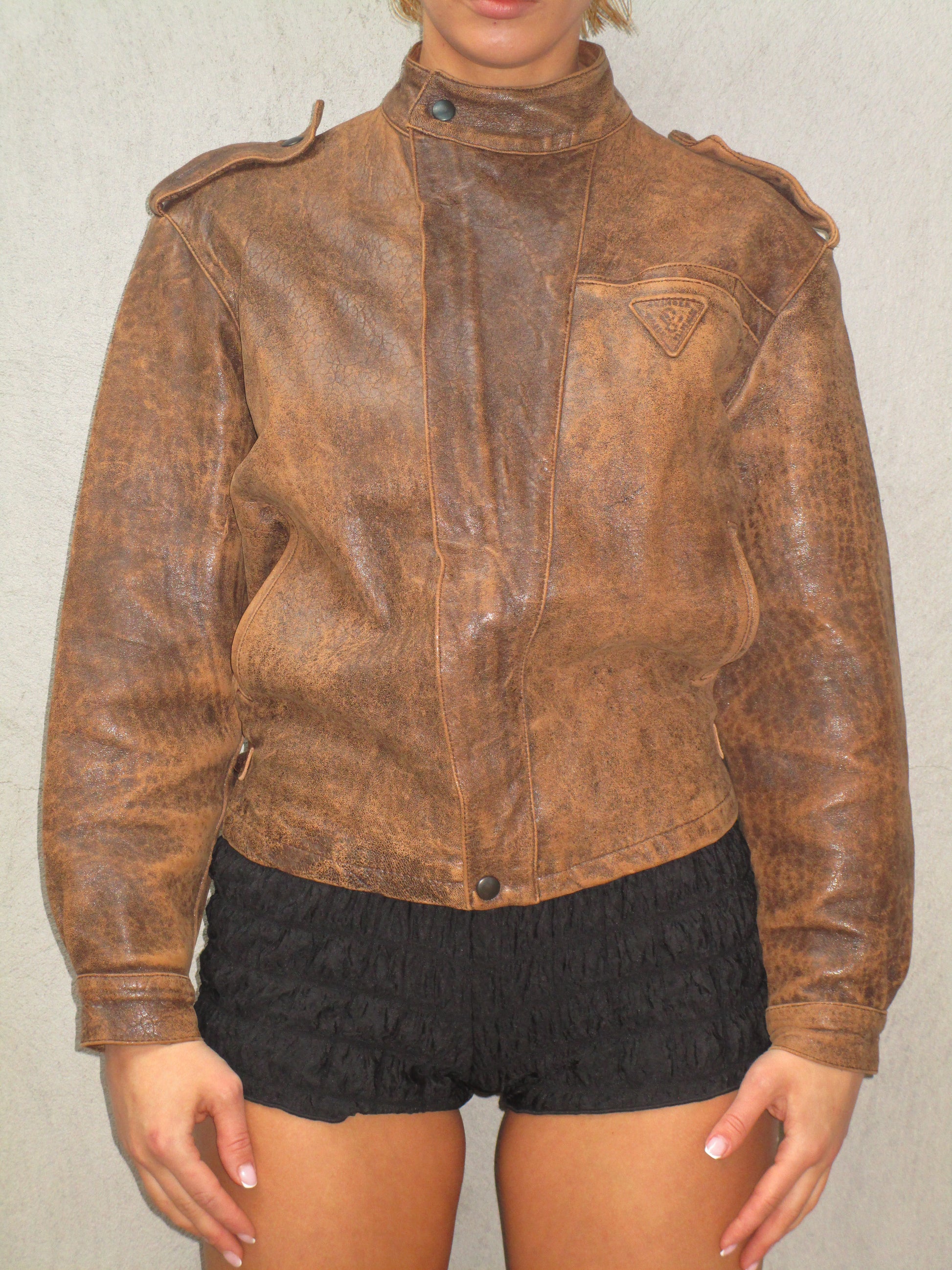 Brown leather jacket