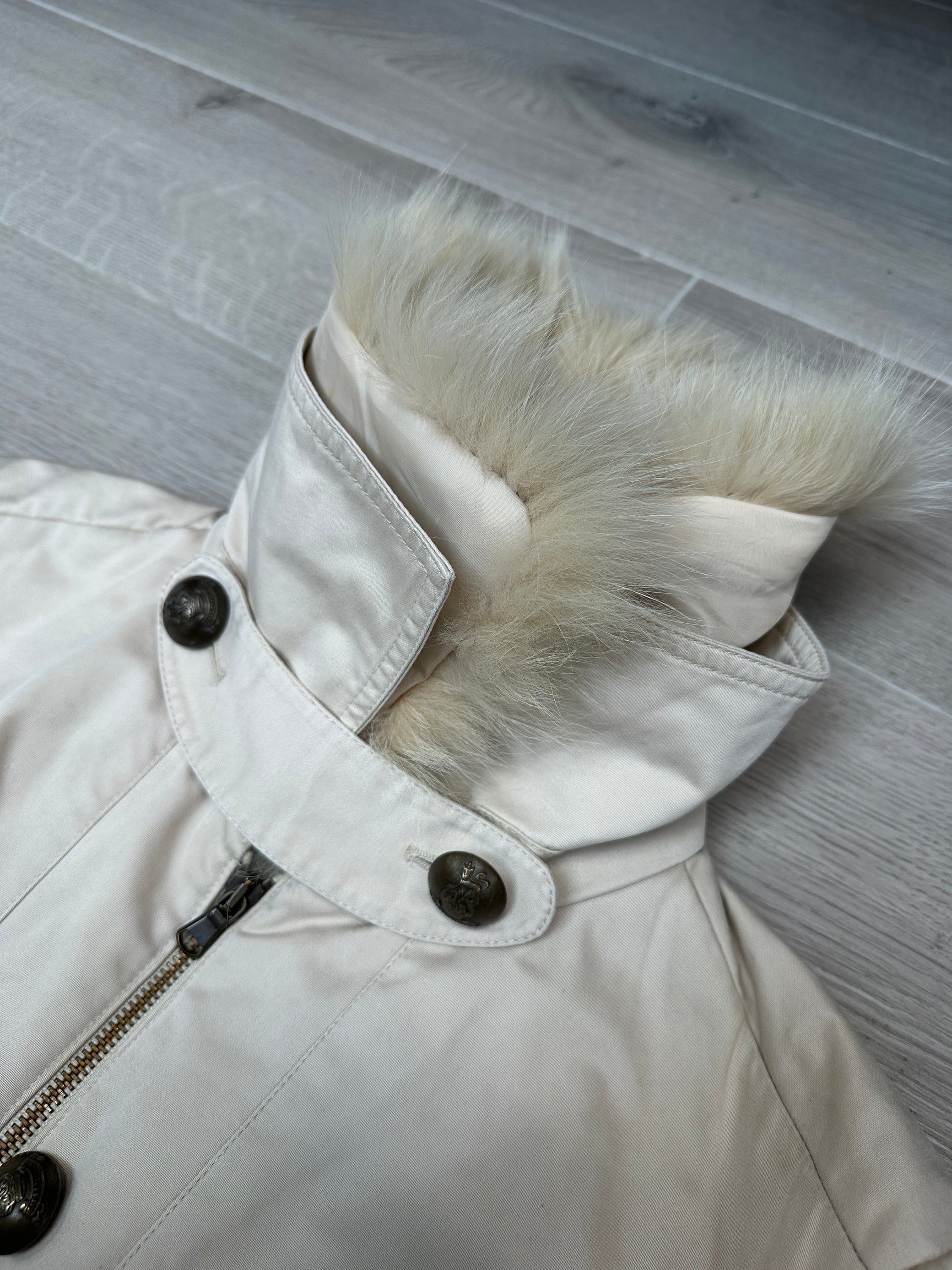 CREAM JACKET WITH FUR COLLAR