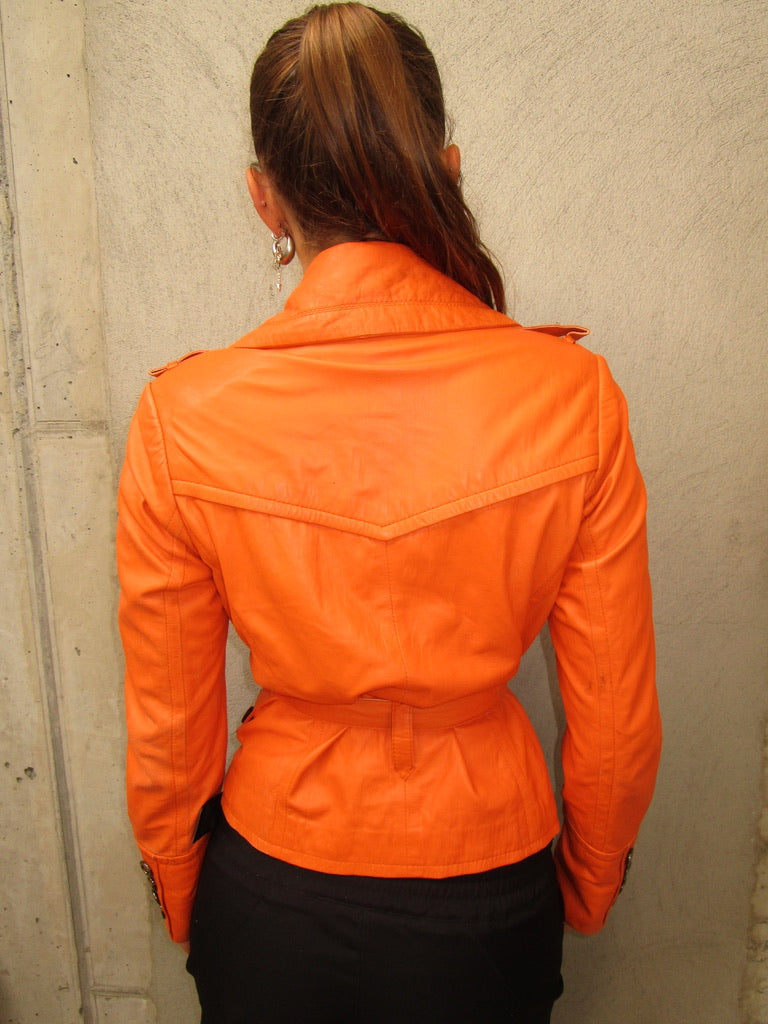 ORANGE LEATHER JACKET
