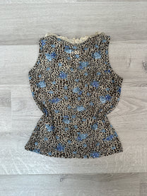 LEOPARD TOP WITH BLUE FLOWERS