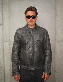 GREY RACER LEATHER JACKET