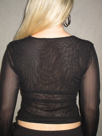 BLACK MESH LONG SLEEVE WITH SEQUIN