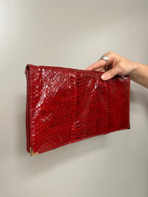RED LEATHER CLUTCH BAG