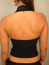 BLACK STRIPED VEST