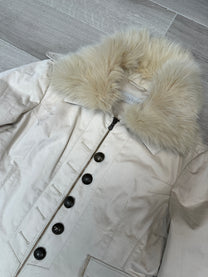 CREAM JACKET WITH FUR COLLAR