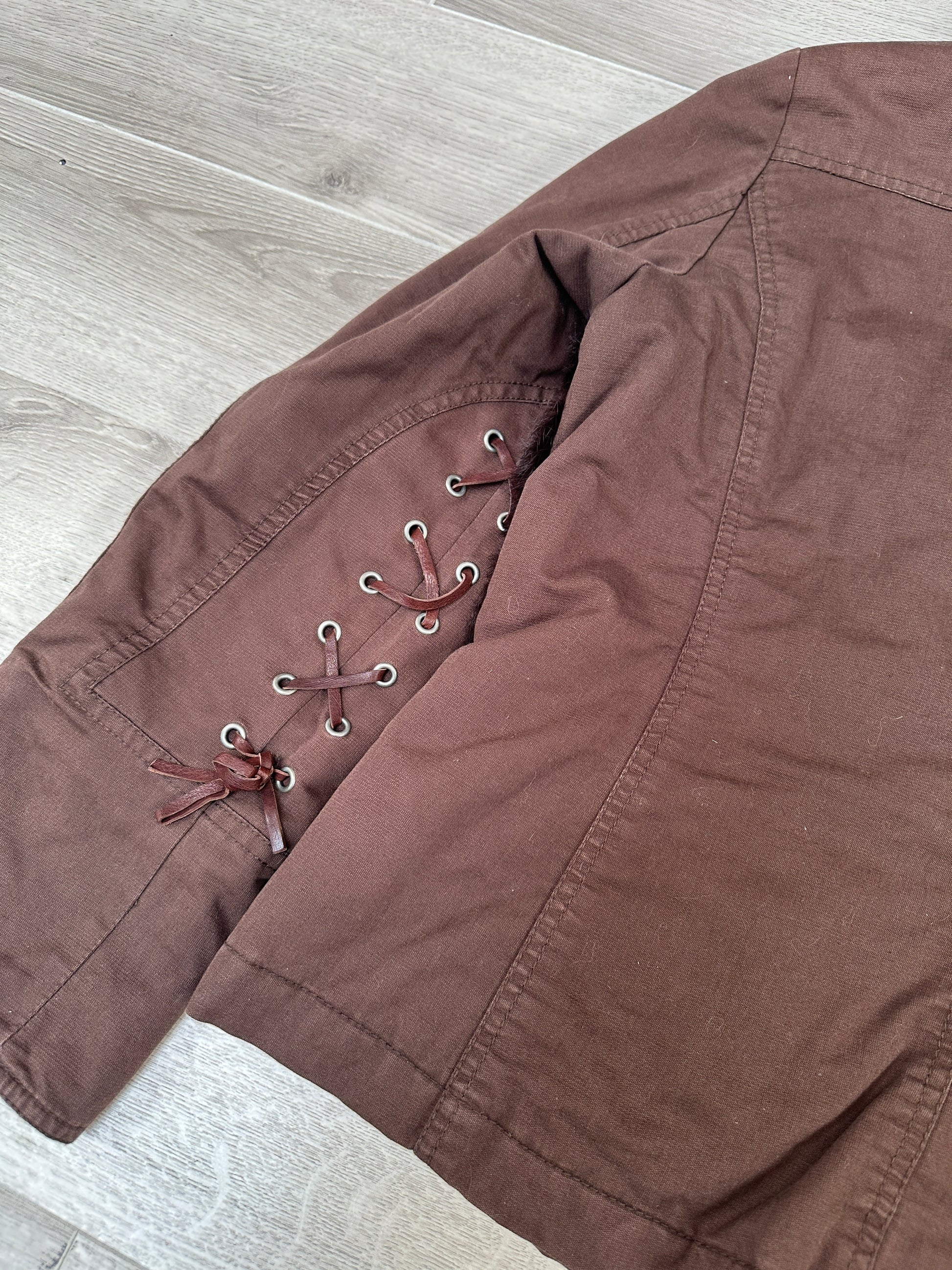 BROWN MARLBORO CLASSIC JACKET WITH FUR