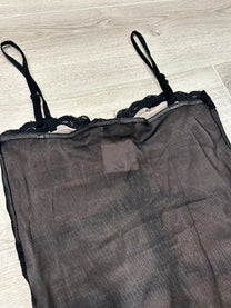 BLACK MESH TOP WITH LACE