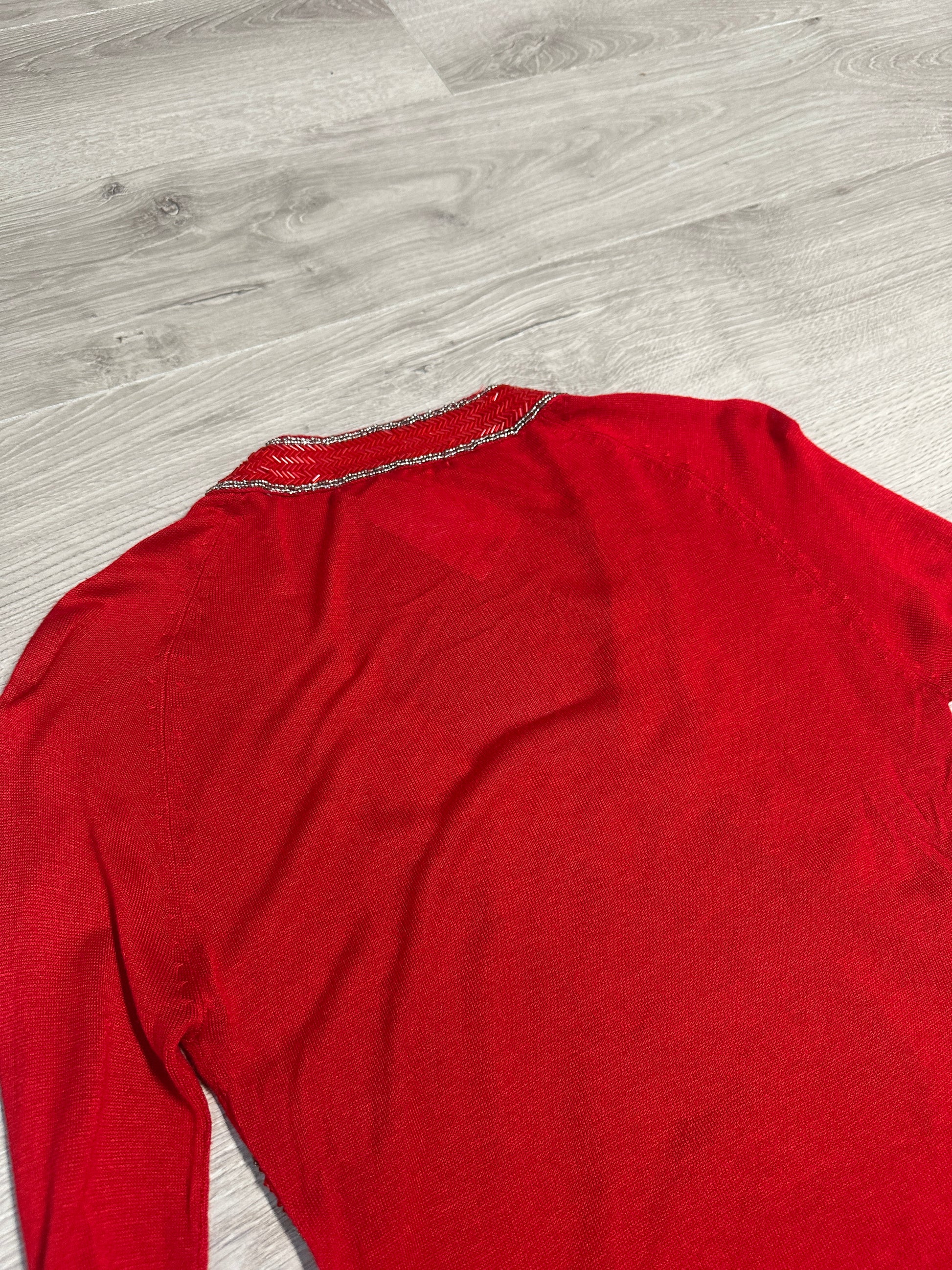 RED LONG SLEEVE WITH BEADS