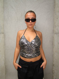 SILVER SEQUIN TOP