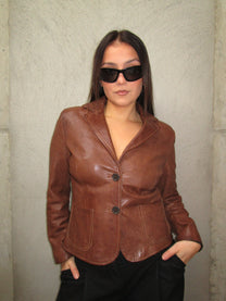 BROWN LEATHER BLAZER