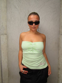 GREEN STRIPED TUBE TOP