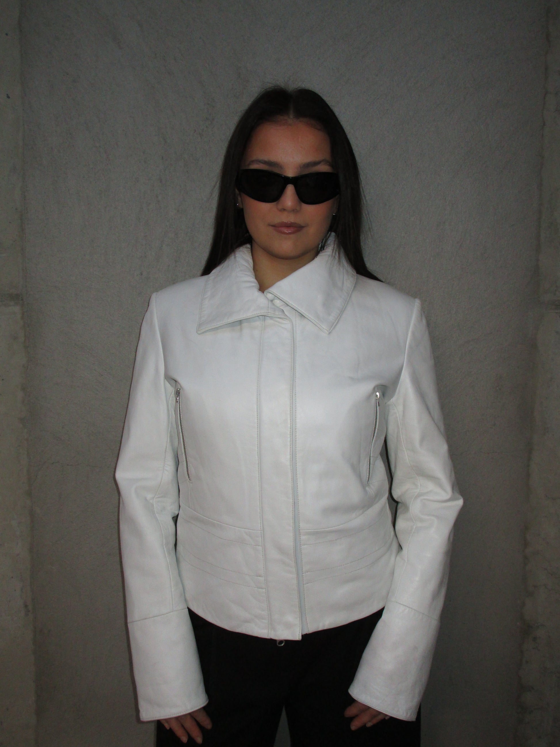 WHITE LEATHER JACKET