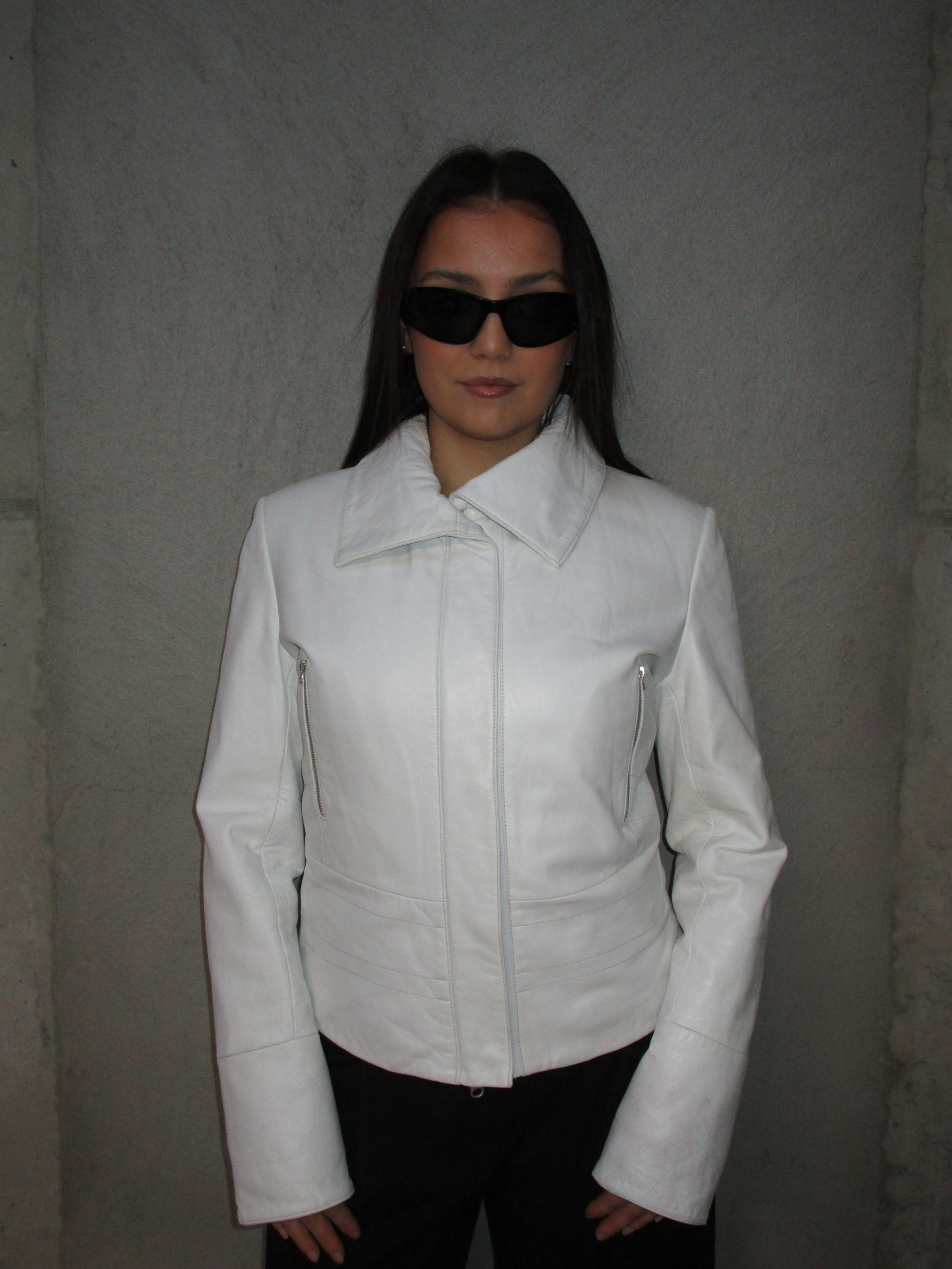 WHITE LEATHER JACKET