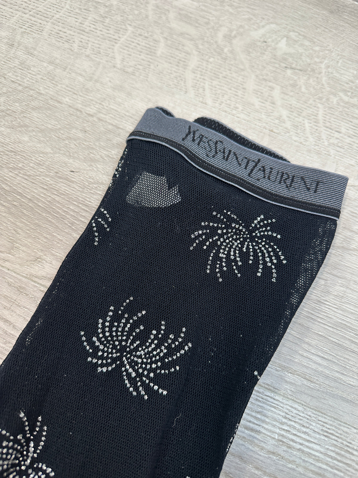 YVES SAINT LAURENT BLACK RHINESTONE FIREWORKS TIGHTS