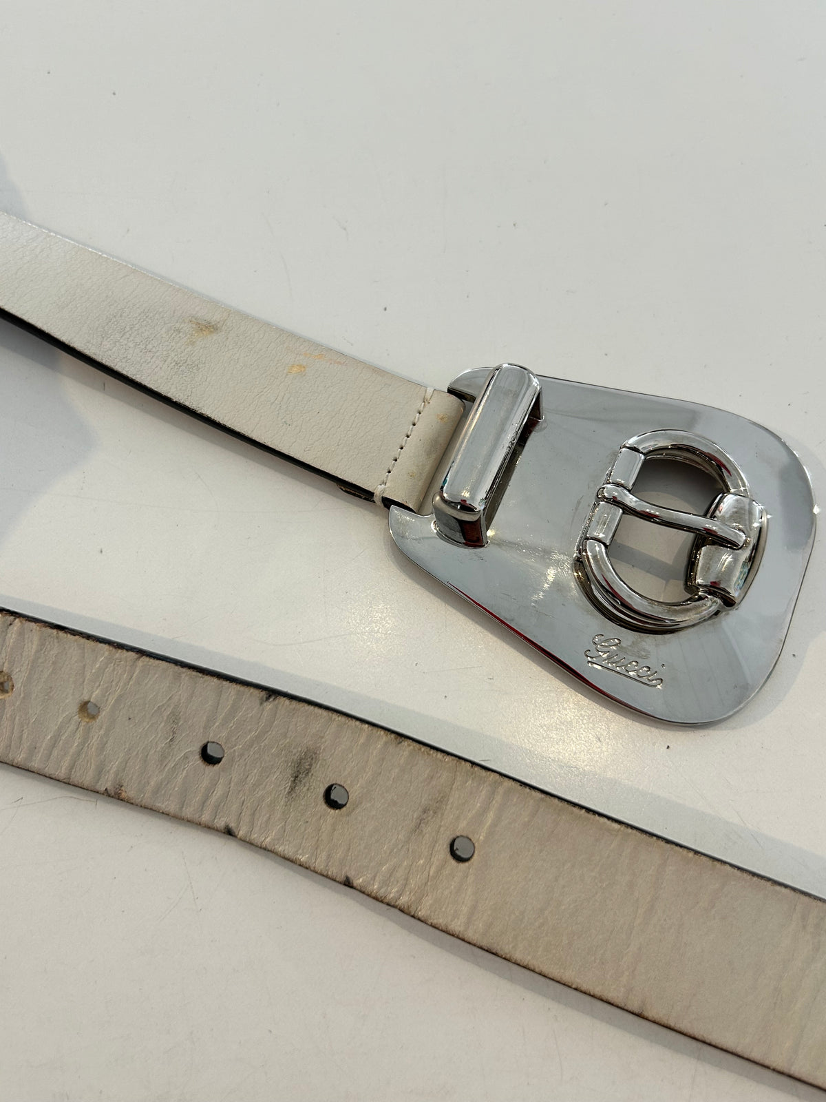 GUCCI WHITE LEATHER BELT
