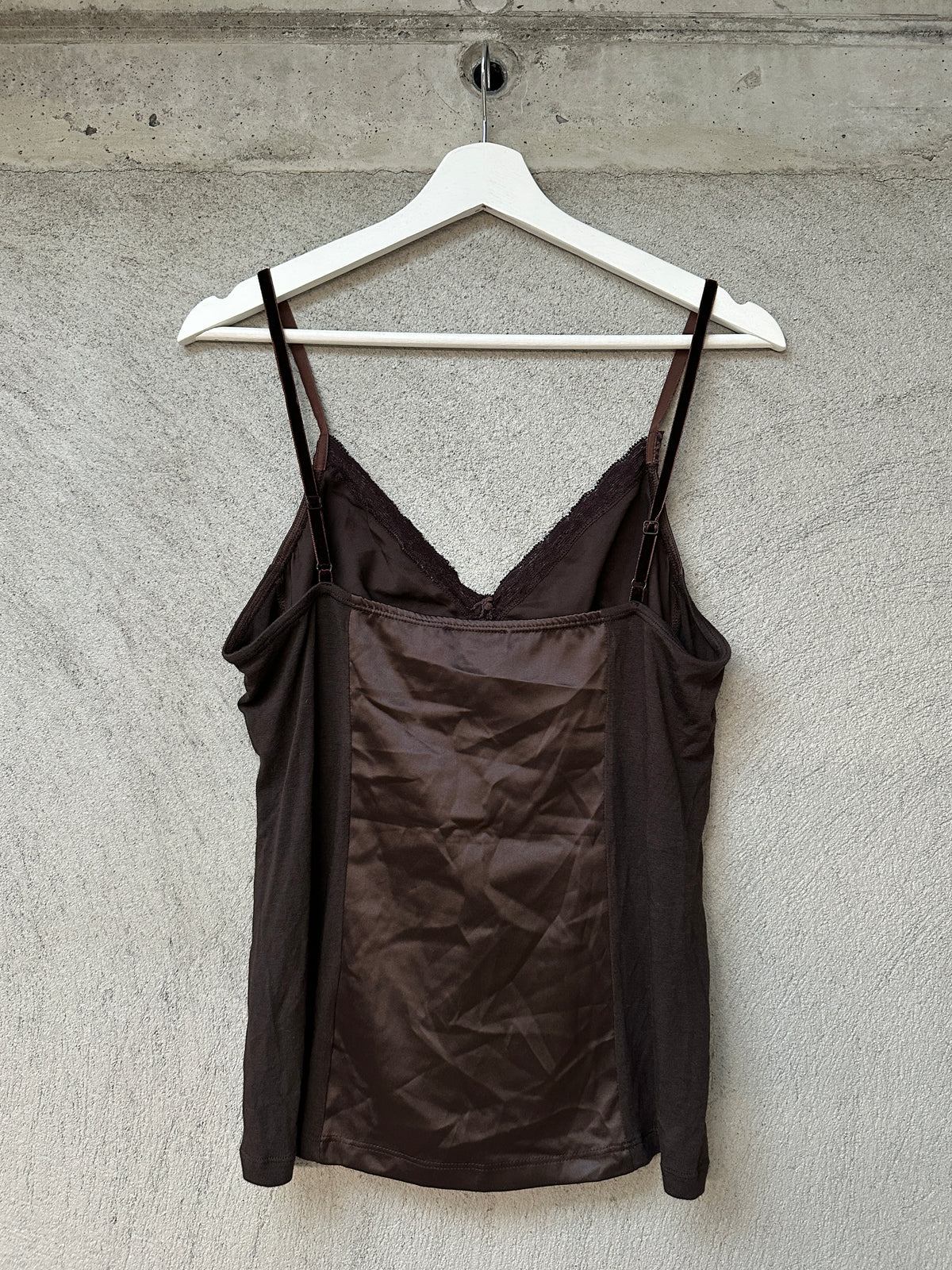 BROWN SATIN&amp;LACE TOP
